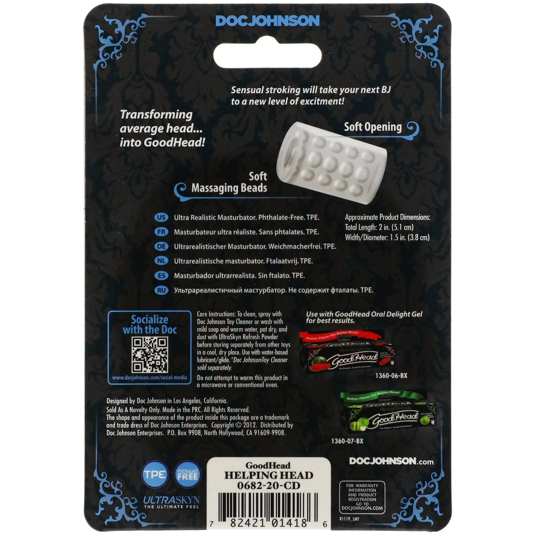 GoodHead Helping Head 2 Inch Mini Stroker for Handheld Fellatio