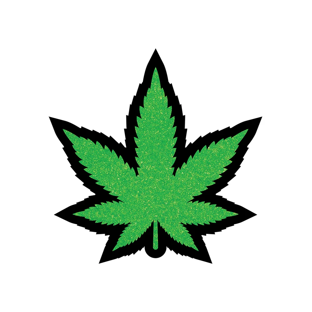 Green Glitter Marijuana Leaf Enamel Lapel Pin That Sparkles