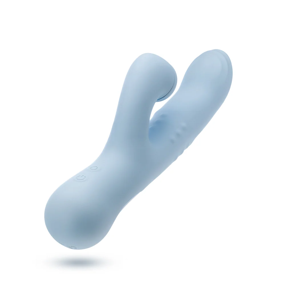 Blush Collection Devin Rabbit Vibrator with Sliding Shaft and Clit Massager
