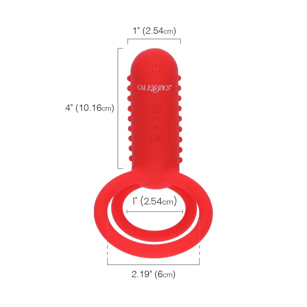CalExotics Silicone Rechargeable Vertical Dual Enhancer Cock Ring