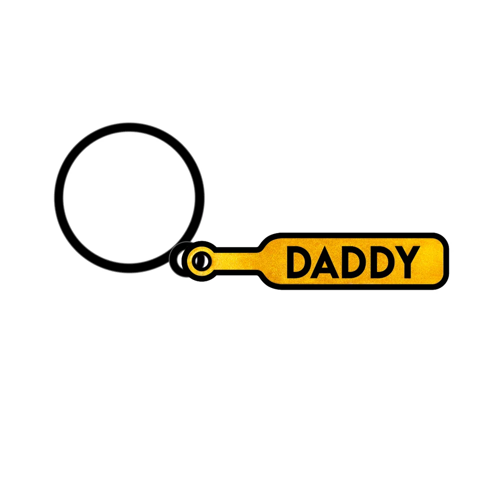 Daddy Paddle Enamel Keychain in Gold and Black