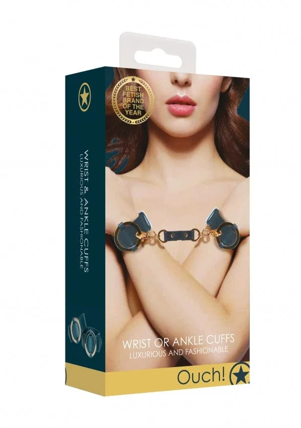 OUCH! Halo Universal Cuffs in Leather Look with Golden Decorations
