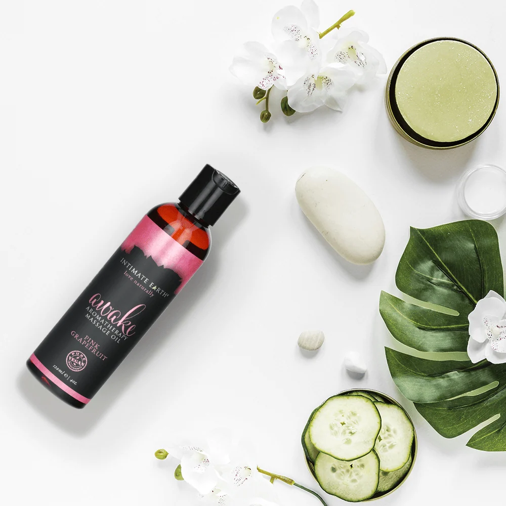 Intimate Earth Massage Oil in Fresh Cut Grass Scent