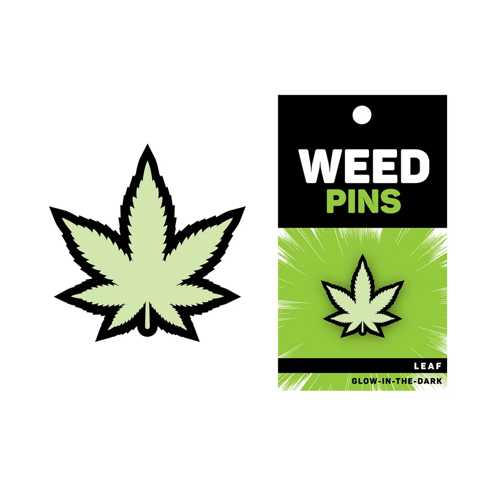 Glow-in-the-Dark Marijuana Leaf Enamel Lapel Pin