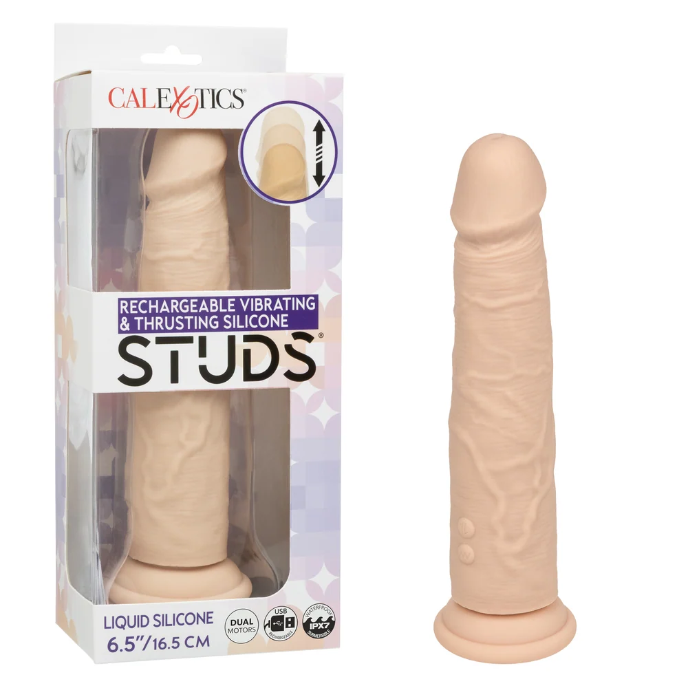 CalExotics Silicone Studs Rechargeable Vibrating and Thrusting Dildo