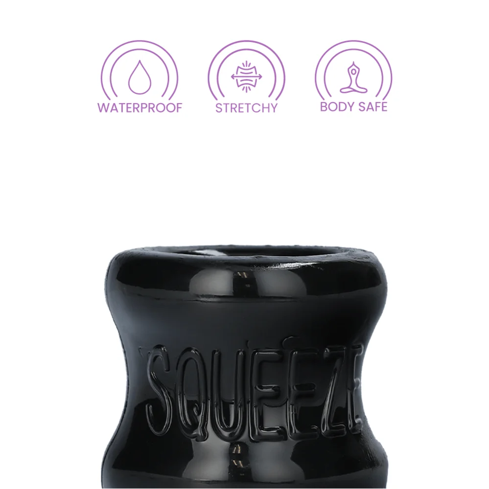 Oxballs Squeeze Ball Stretcher Black Cock Ring in FLEXtpr