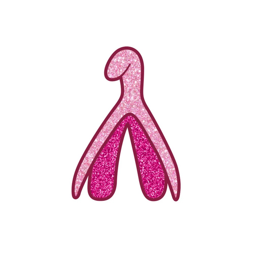 Pink Glitter Clitoris Enamel Lapel Pin by Wood Rocket