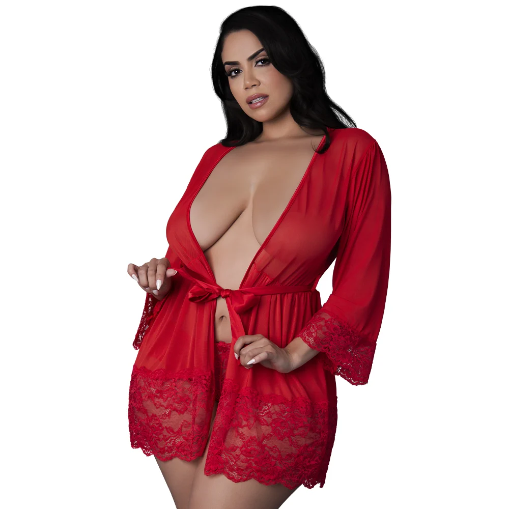 Sugar High 3/4 Sleeve Sheer Mesh Robe
