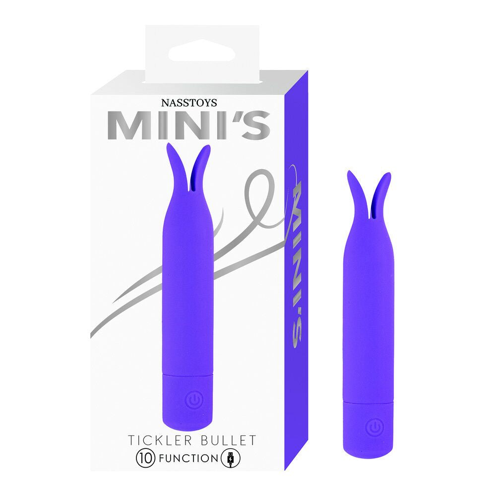 Nasstoys Mini's Tickler Purple Bullet Vibrator with Split Silicone Tip