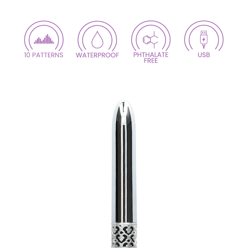 Royal Gems Shiny Slim Metal Rechargeable Vibrator