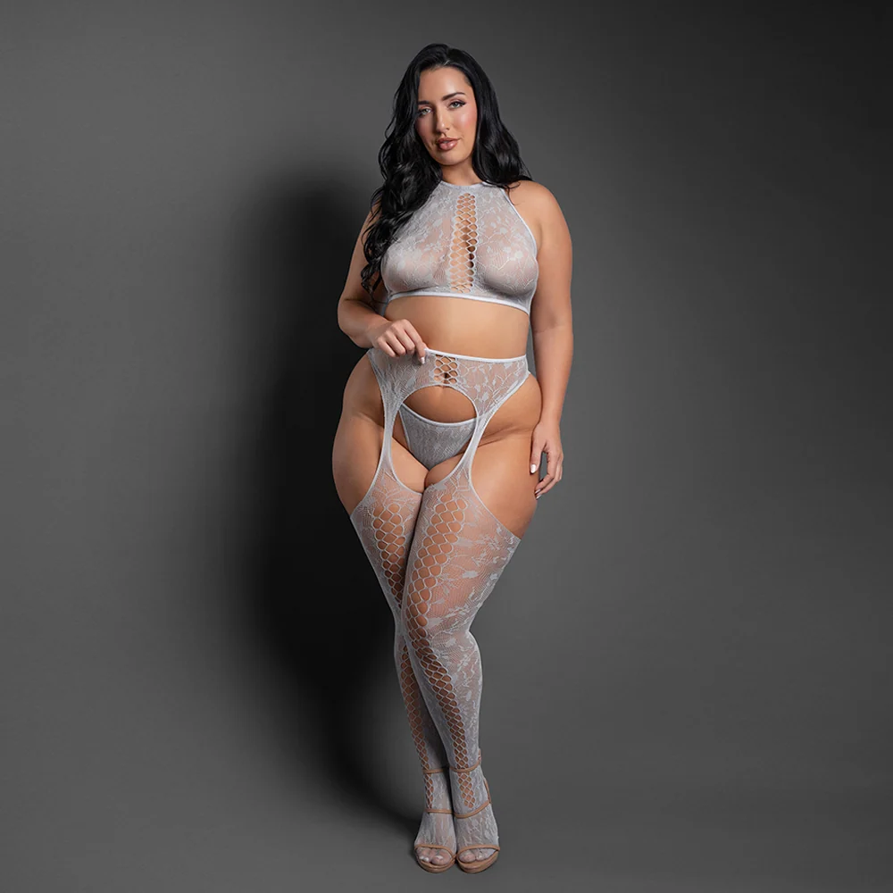 Fantasy Lingerie Most Wanted 3pc Gartered Stockings Set