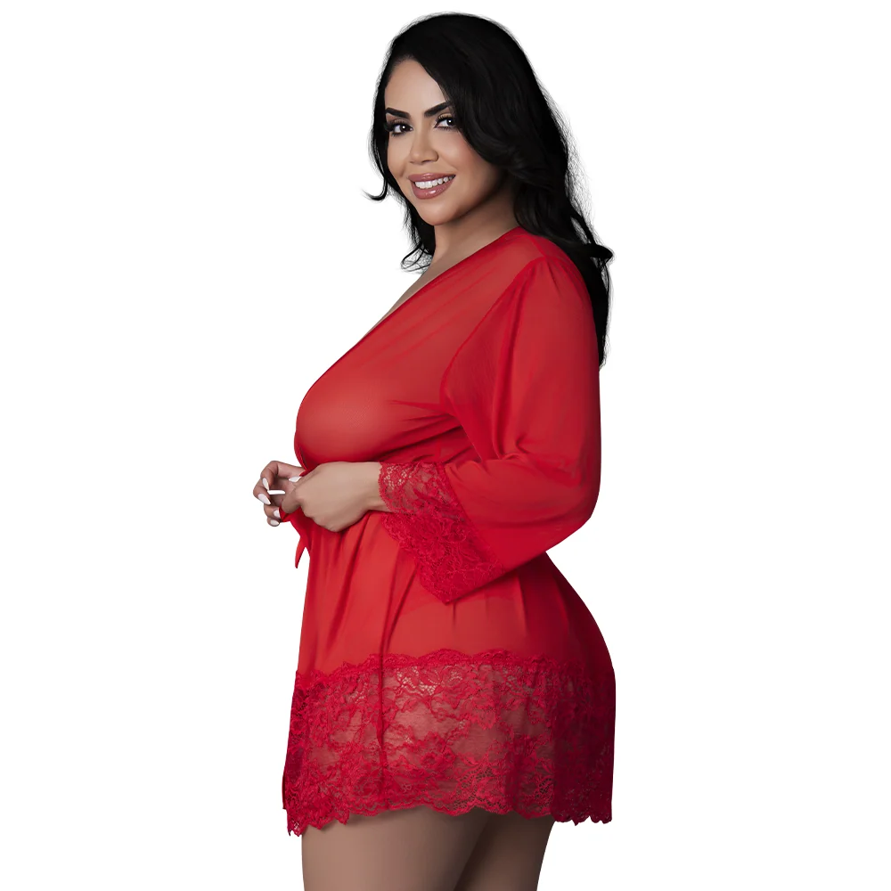 Sugar High 3/4 Sleeve Sheer Mesh Robe
