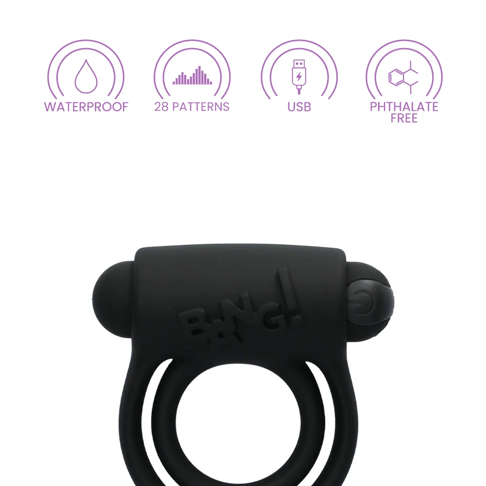 Bang! Remote Control Cock Ring With Two Stretchy Silicone Rings