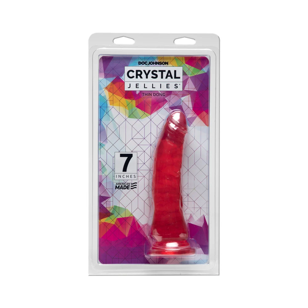 Crystal Jellies Pink 7 Inch Thin Dong Dildo with Suction Cup