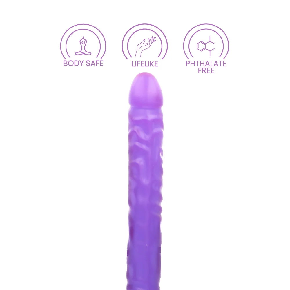 Doc Johnson Crystal Jellies Double Dong in Purple, 18 Inch