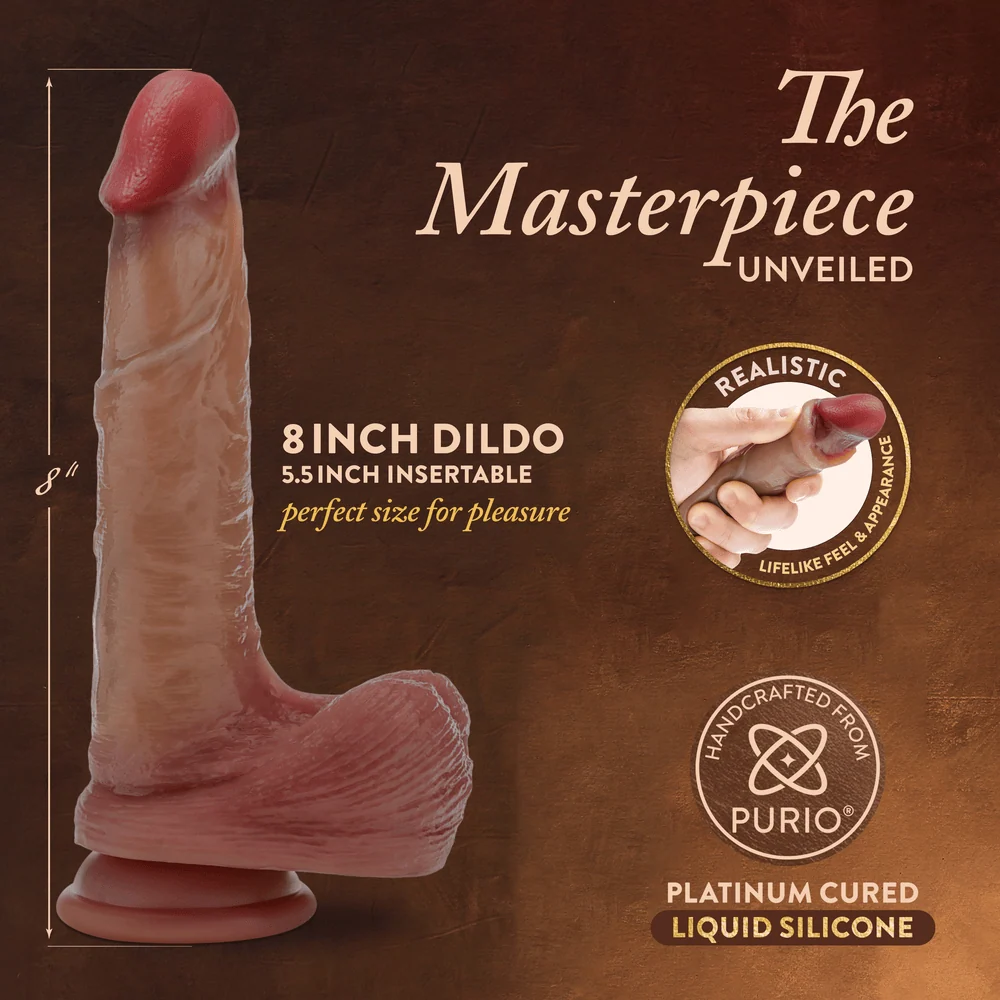 Blush Renaissance DaVinci 8 Inch Realistic Dildo with Sliding Foreskin in Tan