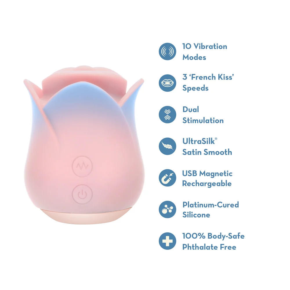 Blush Kissing Rose Tongue Clitoral Vibrator with 10 Modes