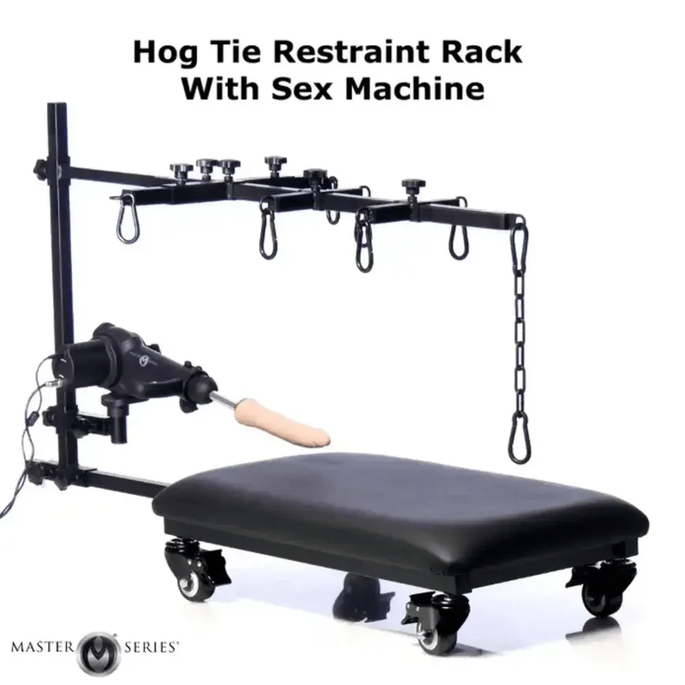 Master Series Hog Tie Restraint Rack with Sex Machine and Padded Platform