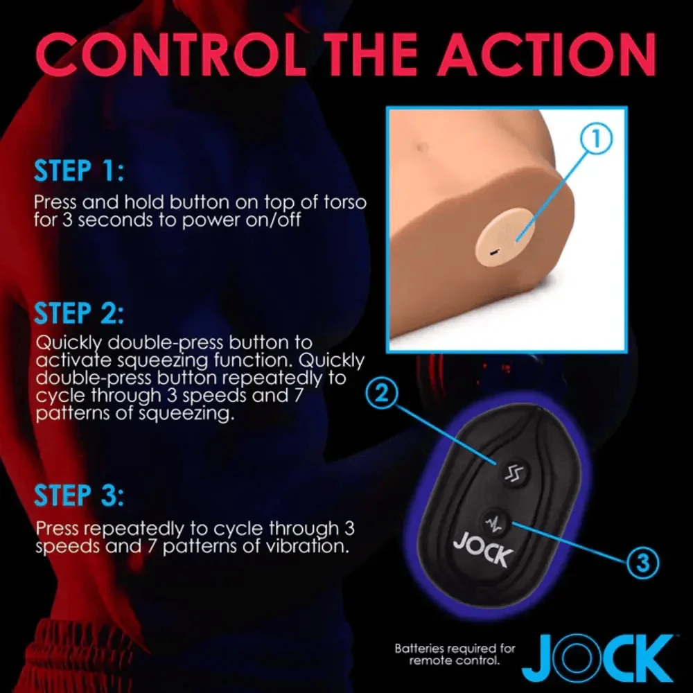 Jock Auto-Squeezing and Vibrating Male Masturbator with Poseable Dildo
