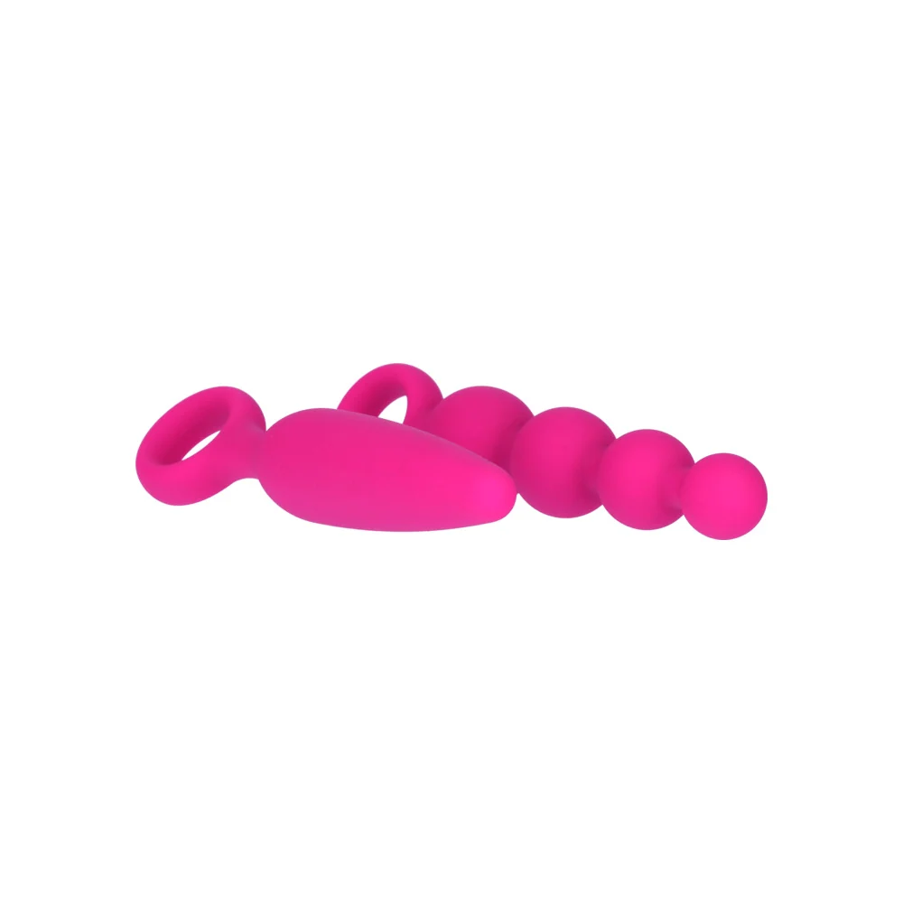 Booty Call® Vibro Kit in Pink, 3-Piece Anal Toy Set with Bullet