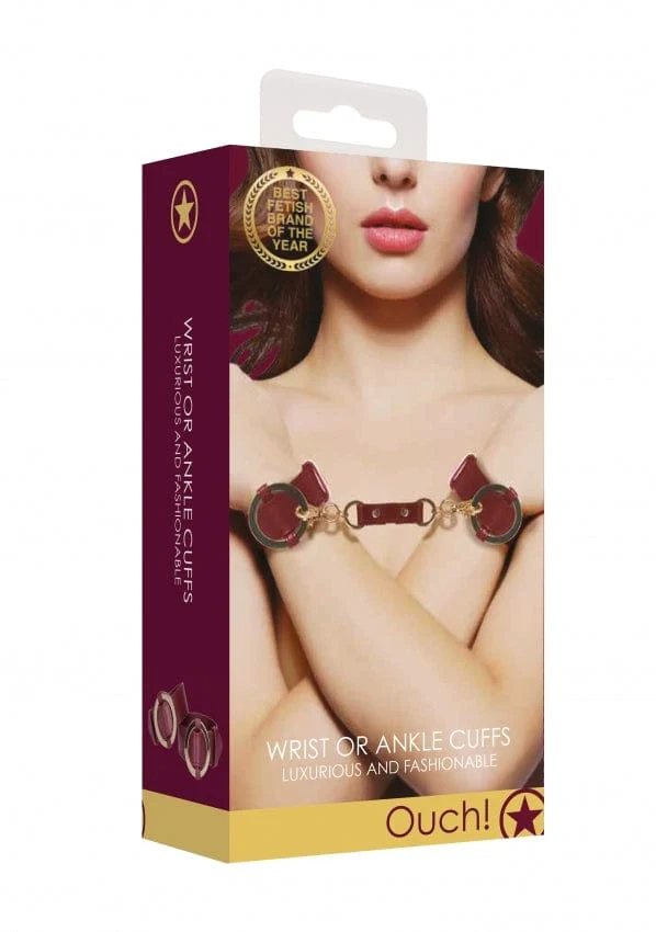 OUCH! Halo Universal Cuffs in Leather Look with Golden Decorations