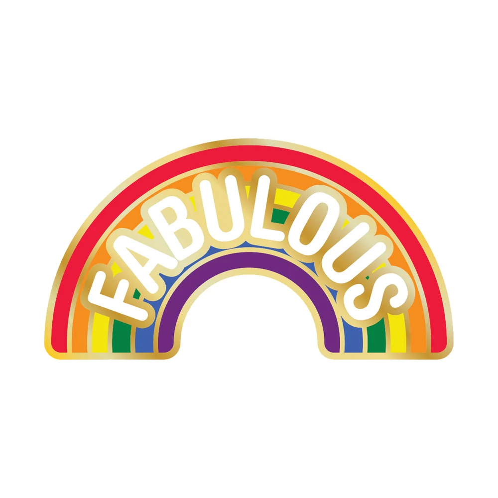 Fabulous Enamel Lapel Pin with LGBTQ+ Rainbow Design in Gold