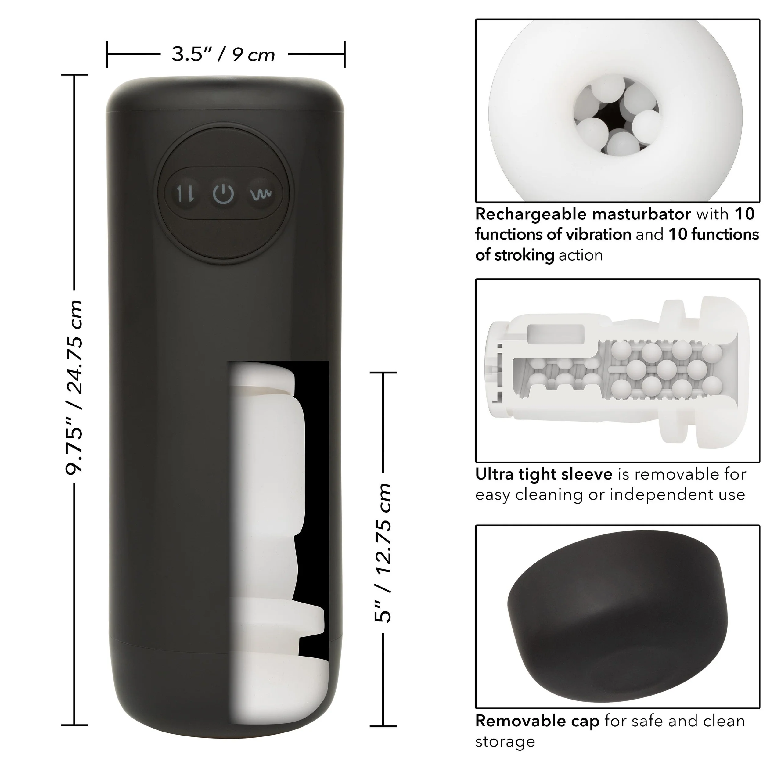 Optimum Power Vibrating & Thruster Stroker Rechargeable Masturbator