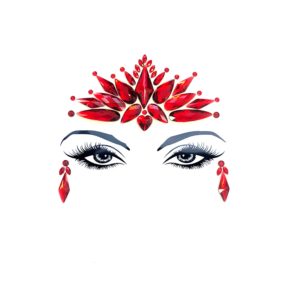 Neva Nude Demonica Red Crystal Tiara Face Sticker