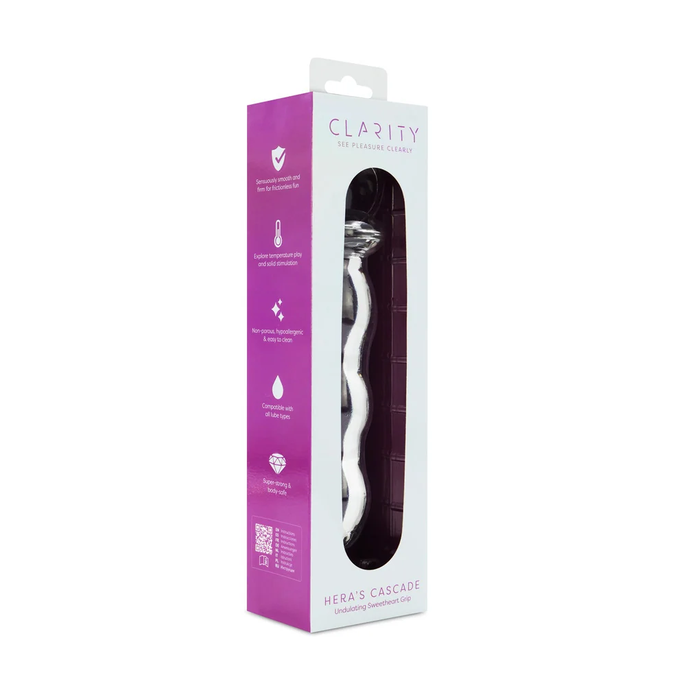 Clarity Hera's Cascade 5.9-Inch Glass Dildo with Heart-Shaped Handle