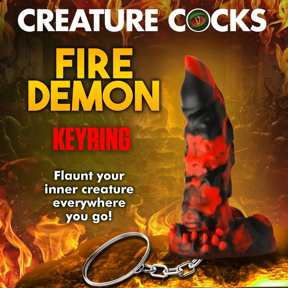 Creature Cocks Fire Demon Keychain in Body-Safe Silicone