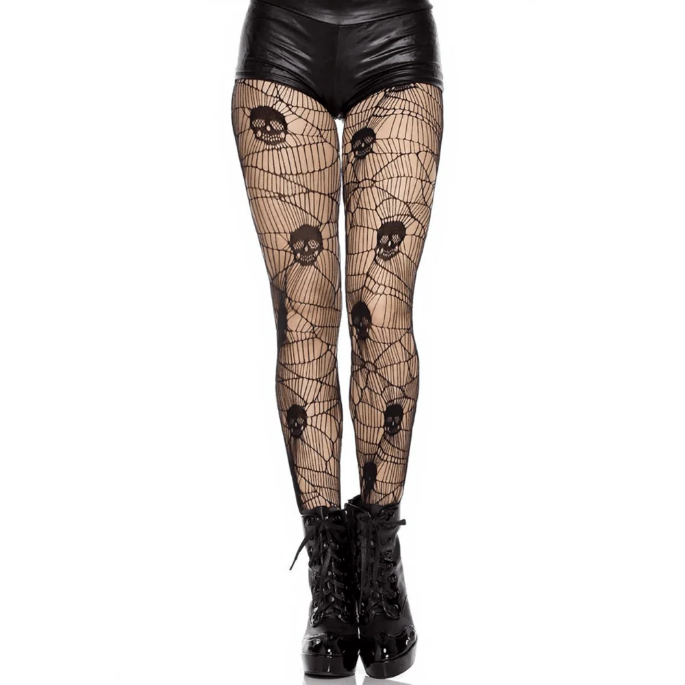 Music Legs Skull Pattern Multi-Strand Net Pantyhose for Bold Looks