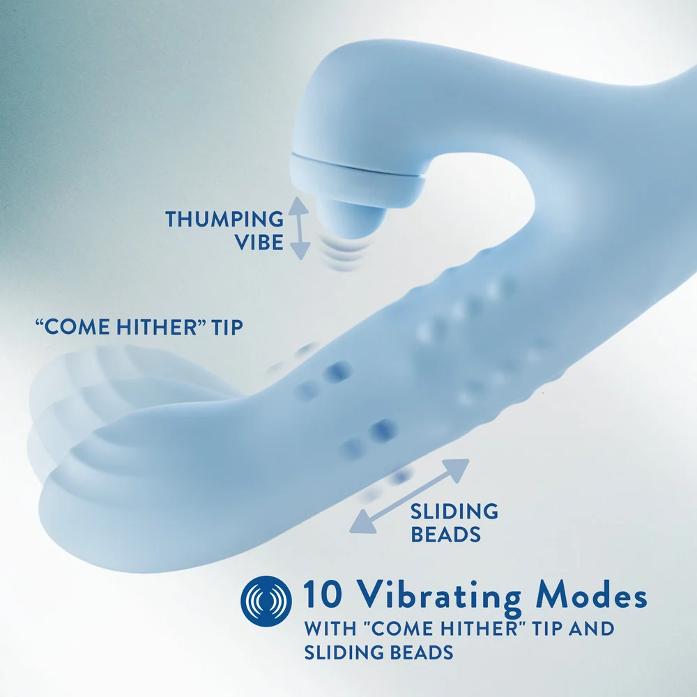 Blush Collection Devin Rabbit Vibrator with Sliding Shaft and Clit Massager