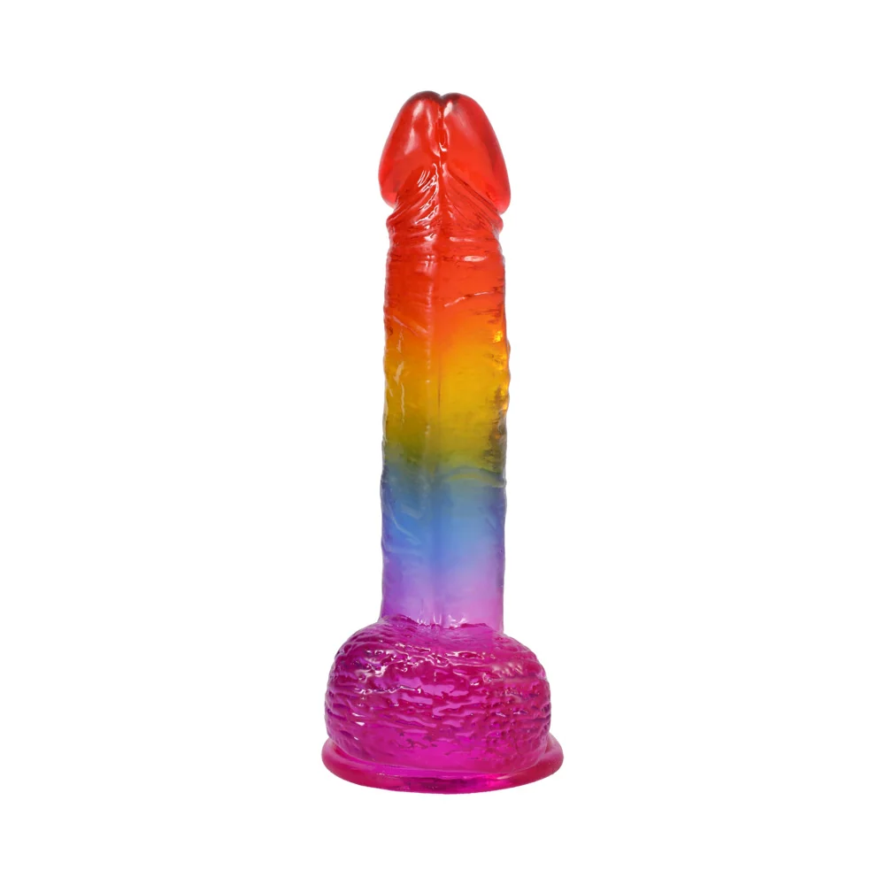 Crystal Jellies Rainbow 8.5 Inch Realistic Cock With Balls Dildo
