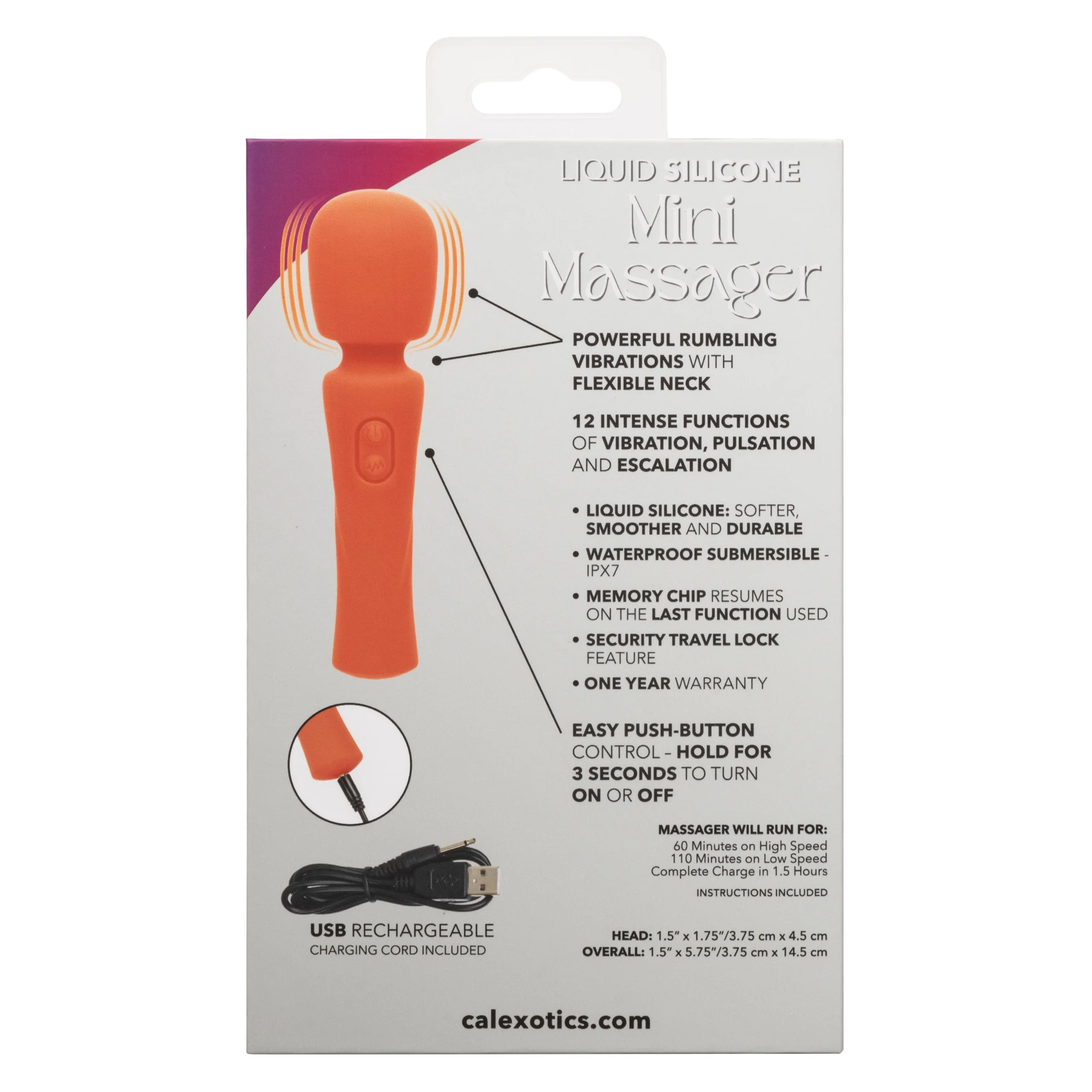 Stella Liquid Silicone Mini Massager with Flexible Neck and 12 Vibration Functions