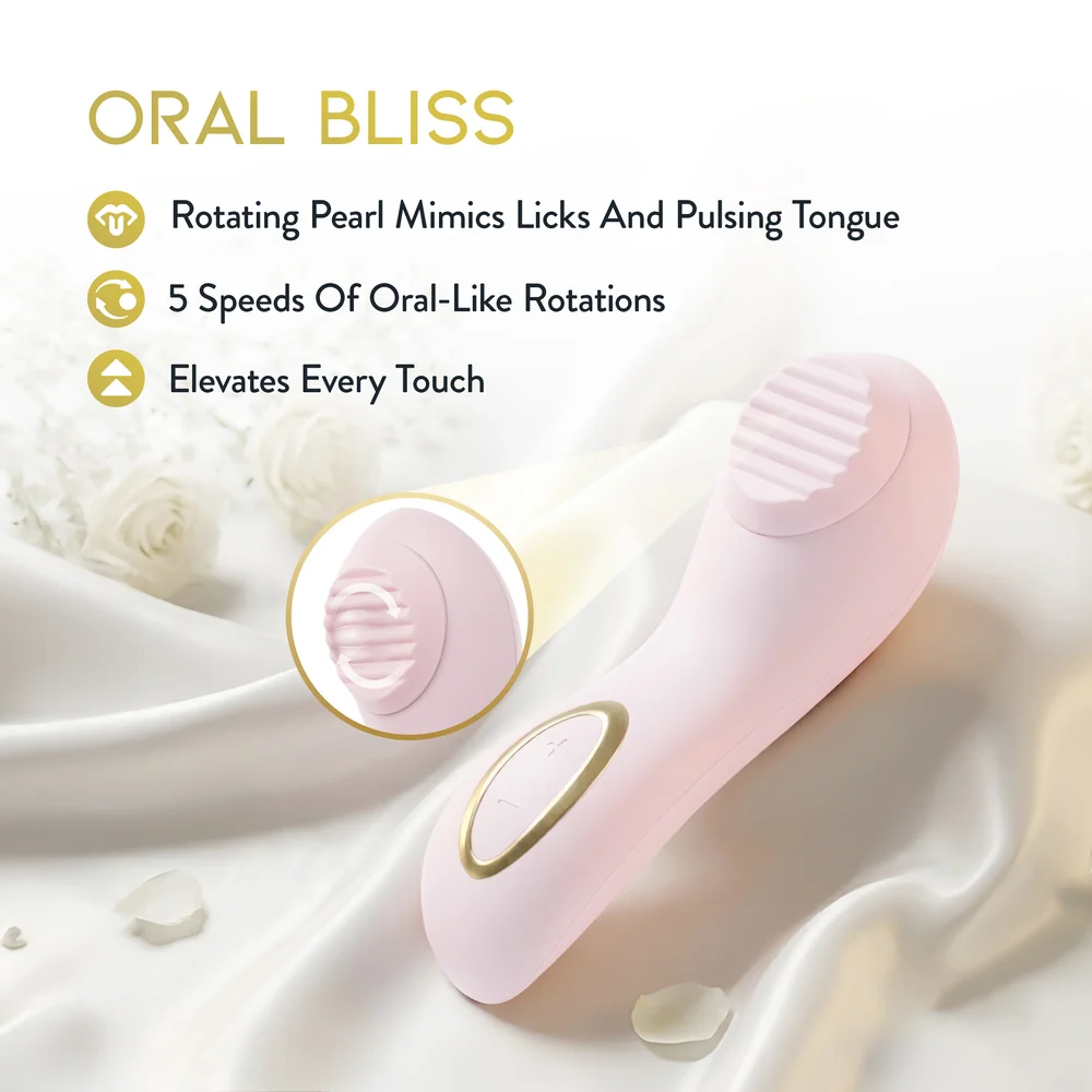 Blush Delice Dahlia Silicone Pulsing Clitoral Vibrator With Rotating Pearl