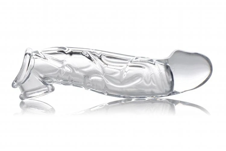 Size Matters 2 Inch Penis Extender Sleeve in Clear with Realistic Texture