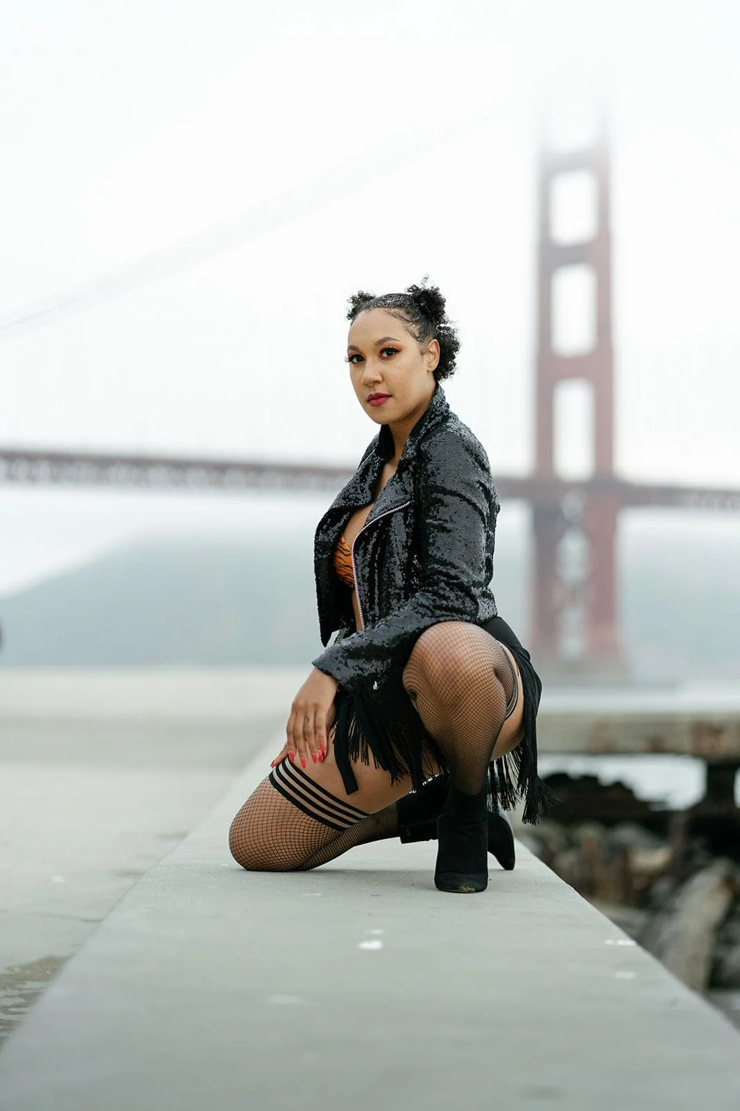 Kix'ies Fishnet Thigh Highs in Chocolate Nude with No-Slip Grip