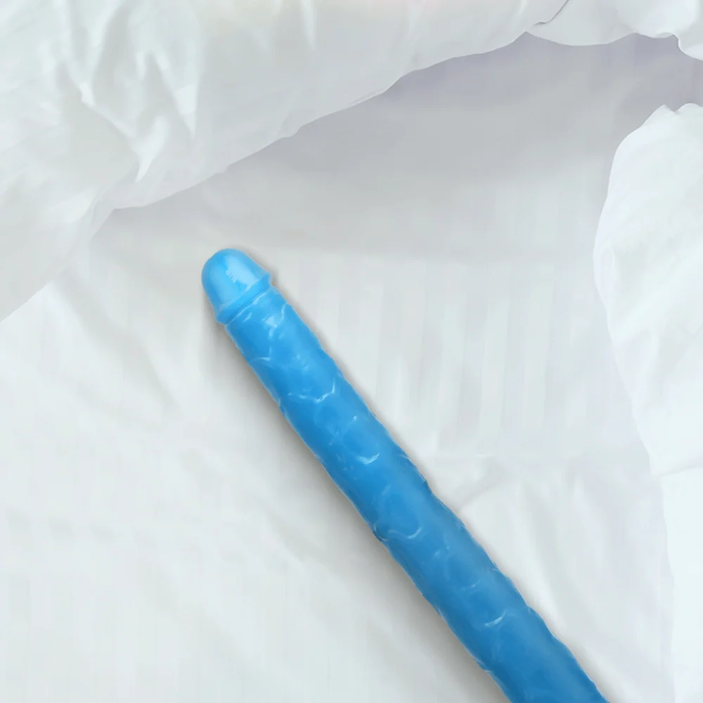 Realrock 15 Inch Slim Double Glow in the Dark Dildo in Neon Blue