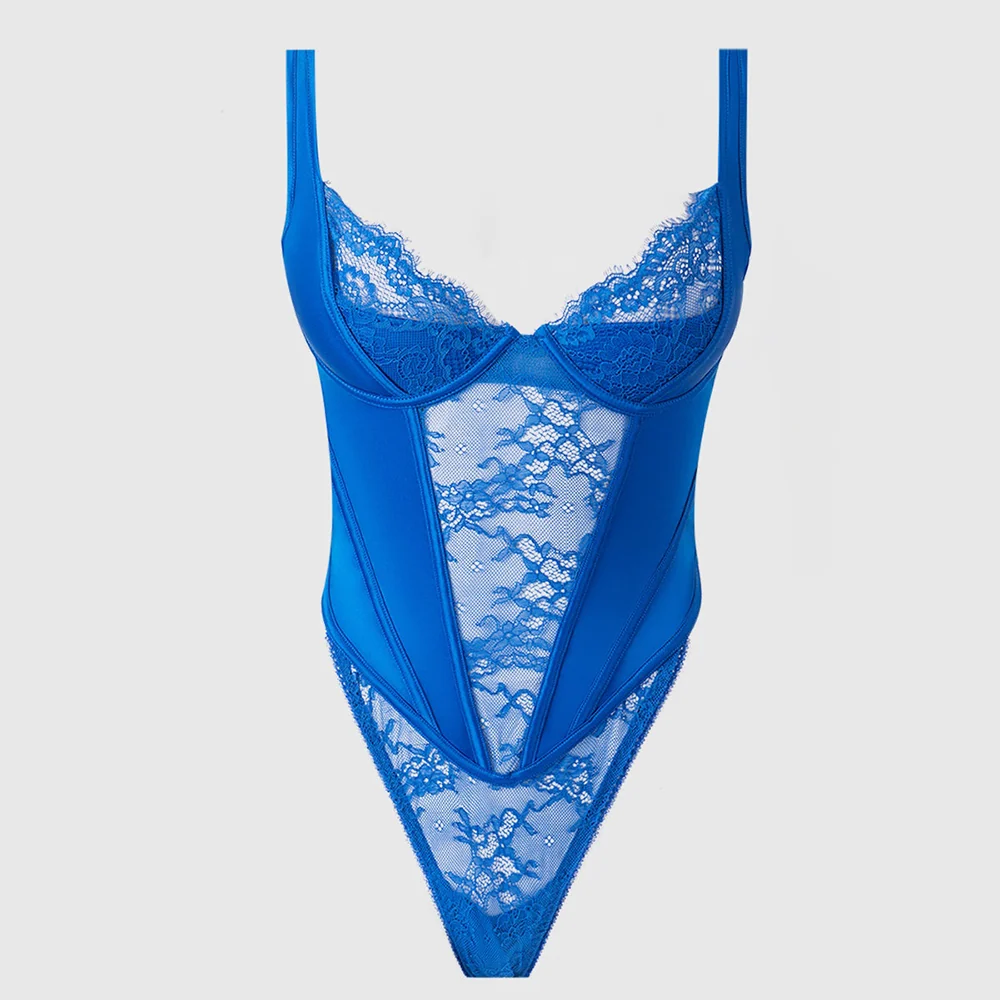 House of Desire Madeline Satin and Lace Push Up Teddy
