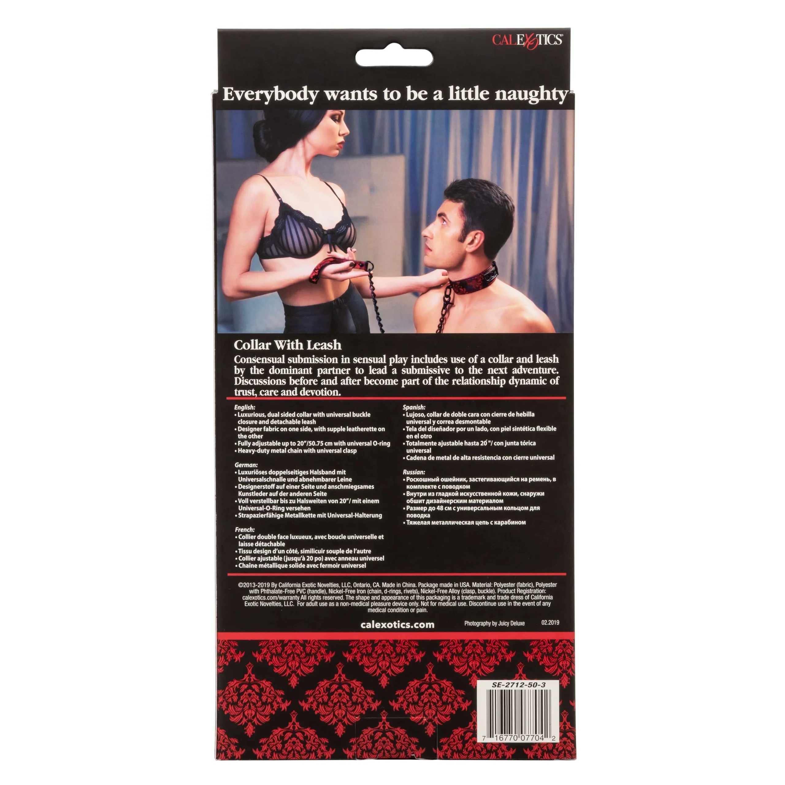 Scandal Collar with Leash for Restraint and Fetish Play