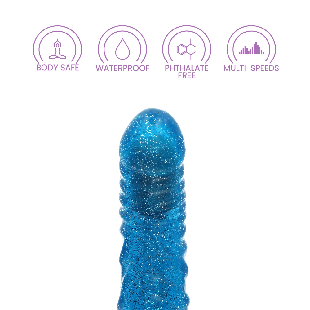 Sparkle Glitter Jack 蓝色螺纹振动器，带速度拨盘