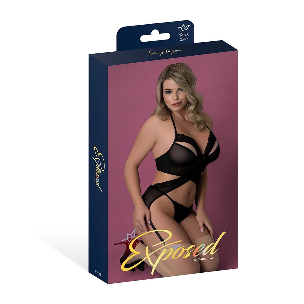 Exposed by Magic Silk Rush Merry Widow and Panty Set with Scalloped Lace