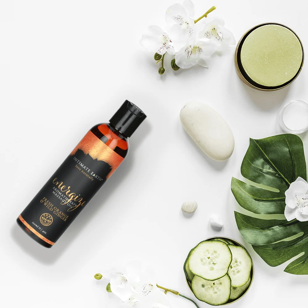 Intimate Earth Massage Oil in Fresh Cut Grass Scent
