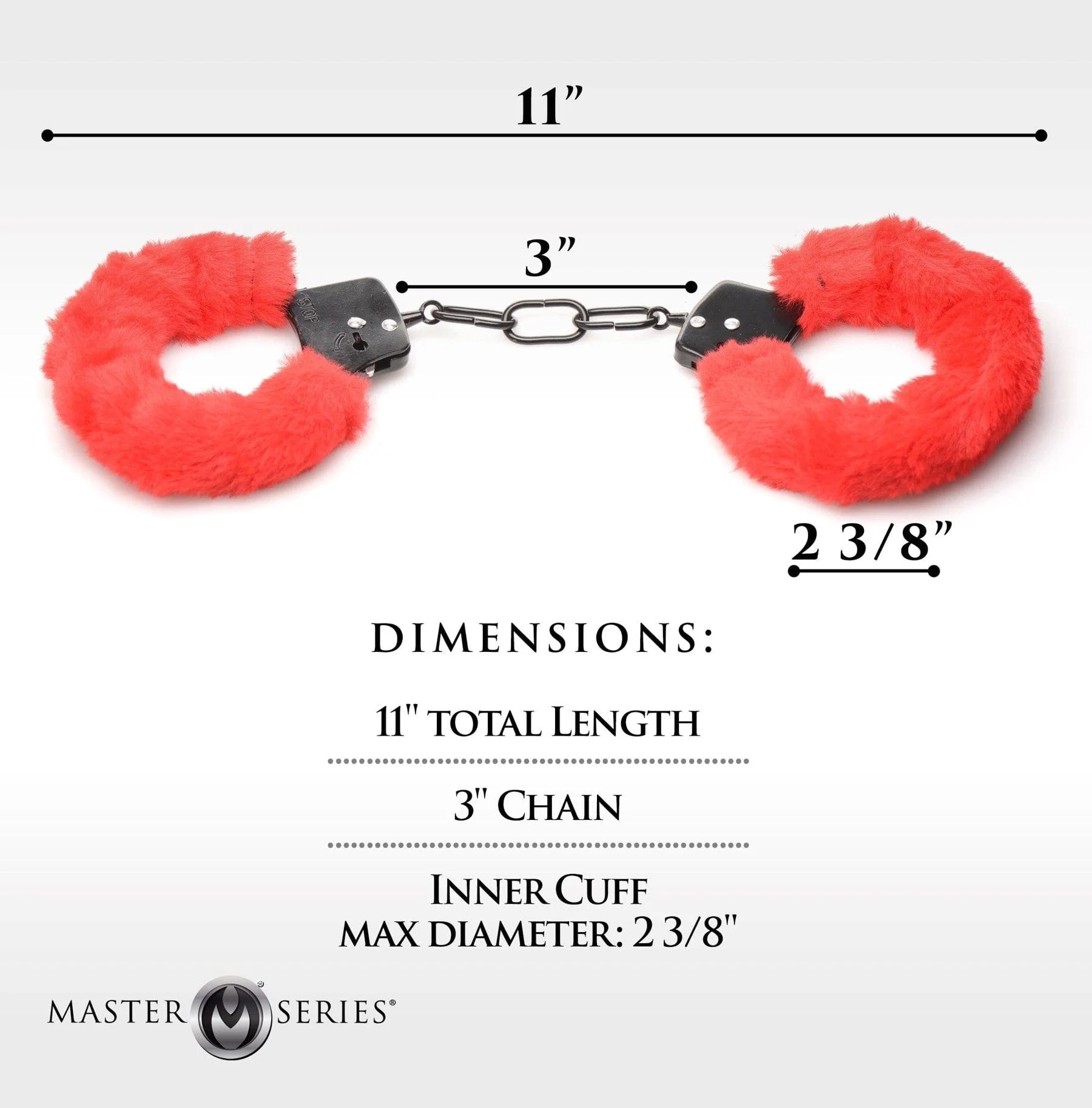 Master Series Furry Handcuffs In Red Faux Fur