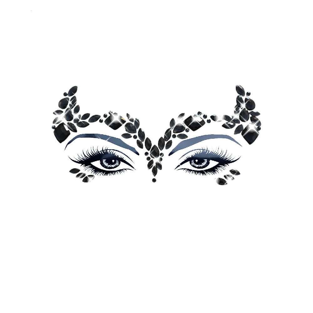 Neva Nude Maleficent Black Gothic Queen Crystal Face Sticker