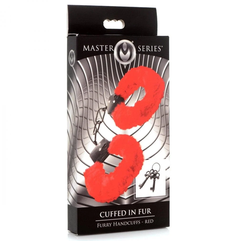 Master Series 红色人造毛皮手铐