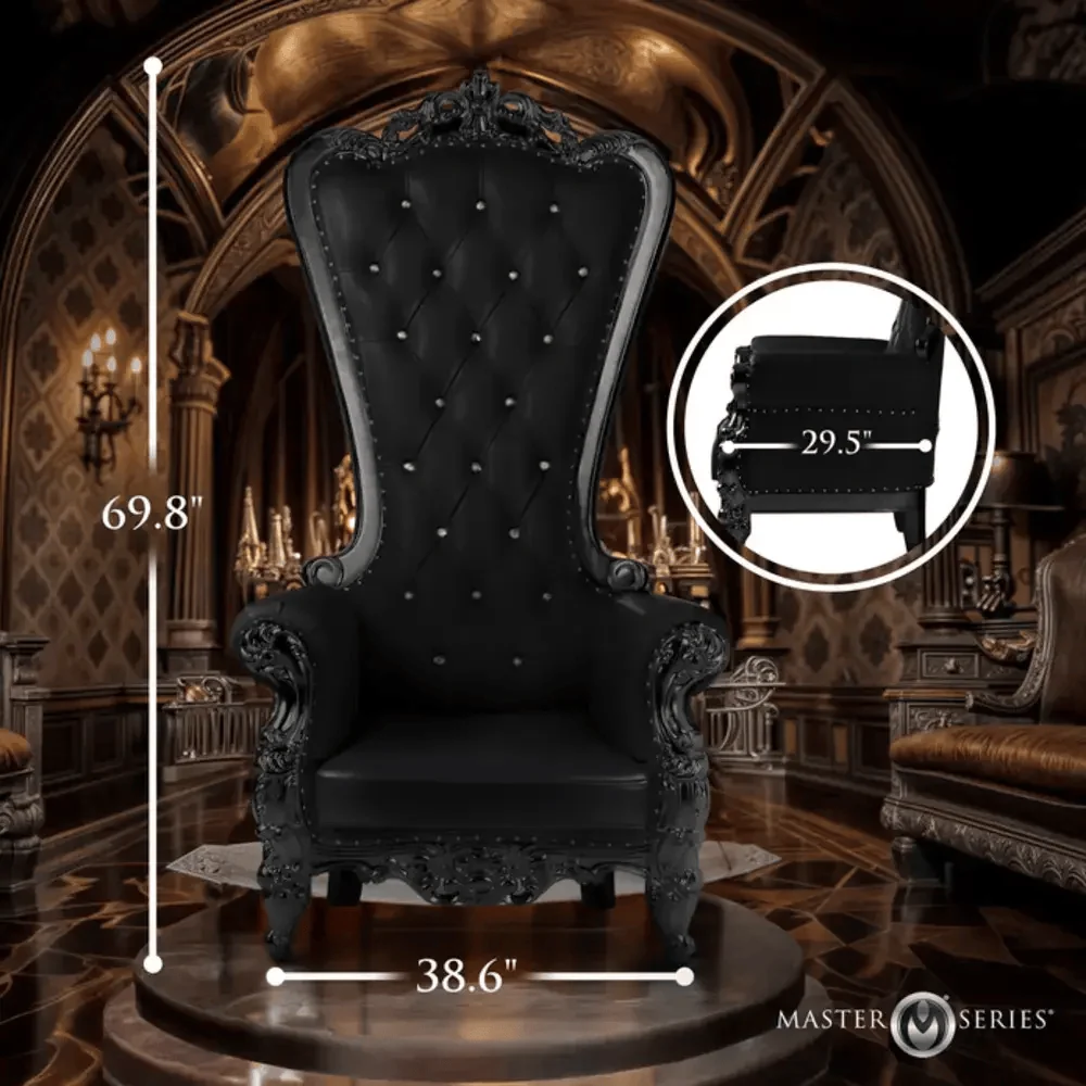 Master Series Dom's Throne BDSM Chair with Baroque Wood Carvings
