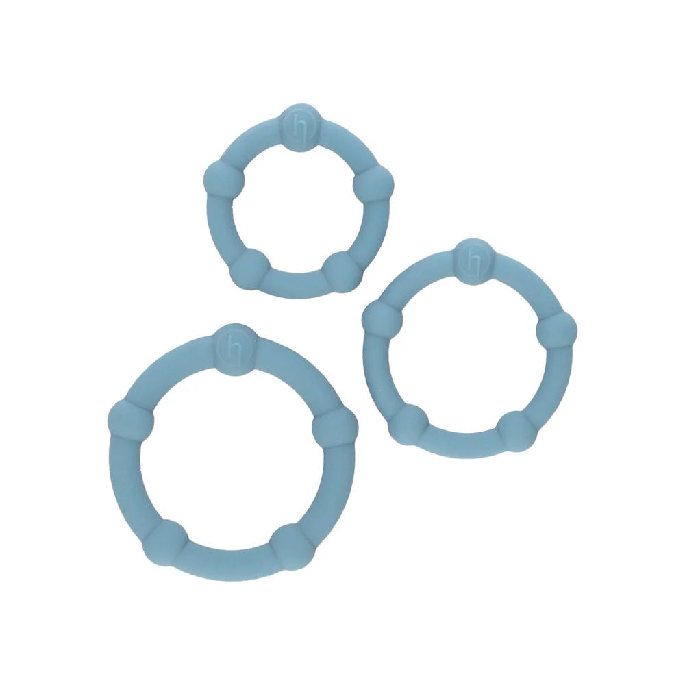 Hung Beaded 3-Ring Set in Platinum-Grade Silicone, 3 Sizes