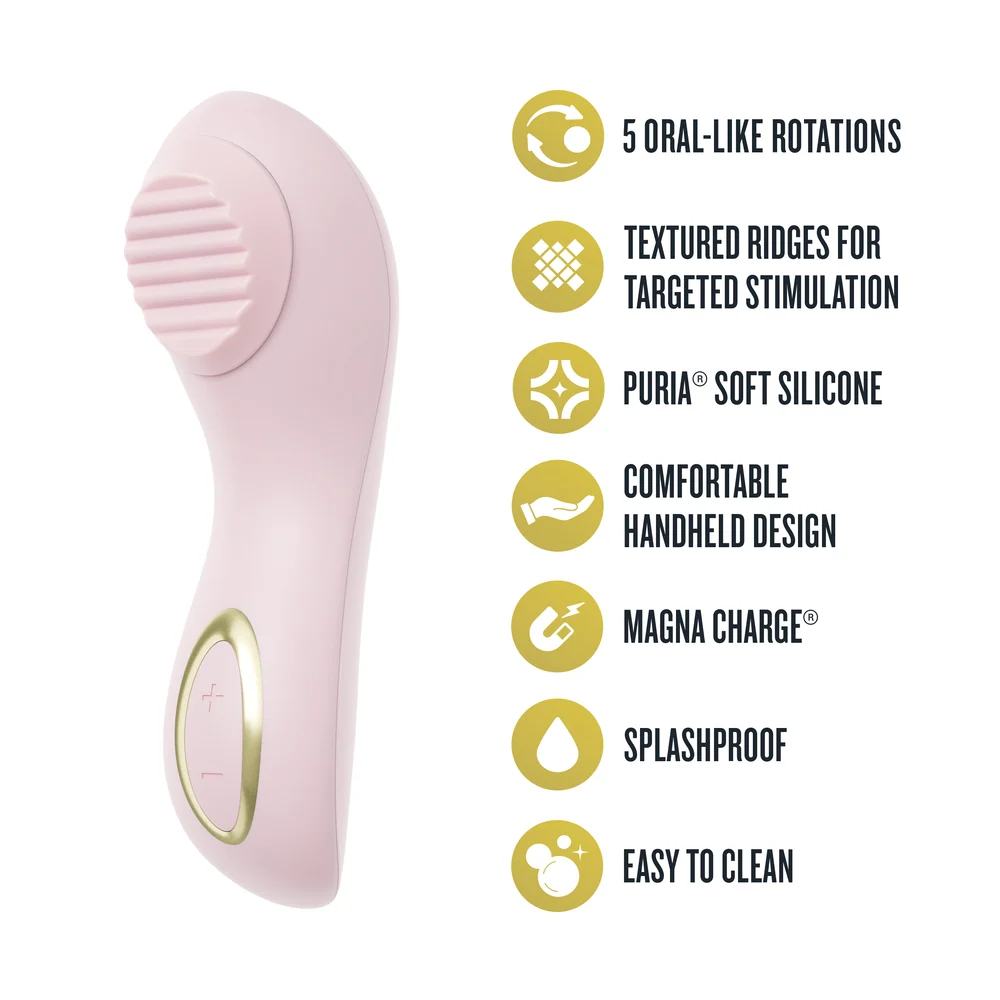 Blush Delice Dahlia Silicone Pulsing Clitoral Vibrator With Rotating Pearl