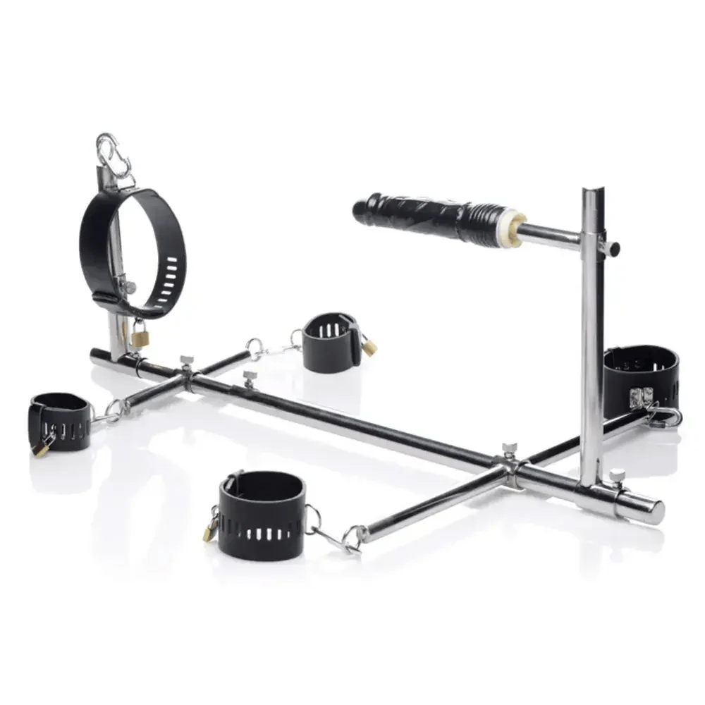 Master Series Imprisoned Metal Stockade with Dildo for Locked-Down Penetration